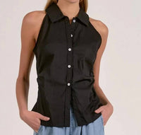 Elan - Posie Sleeveless Button-down Top