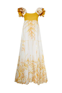 LEAFS SHOULDER RUFFLE DRESS