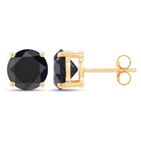 Diana M Jewels Women's Round Natural Black Diamond Stud Earrings (4.91 Ct) - Statement in 14k yellow gold - women's jewelry - detail view