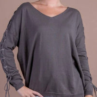 Gigi Moda - Lace Up Sweater Top