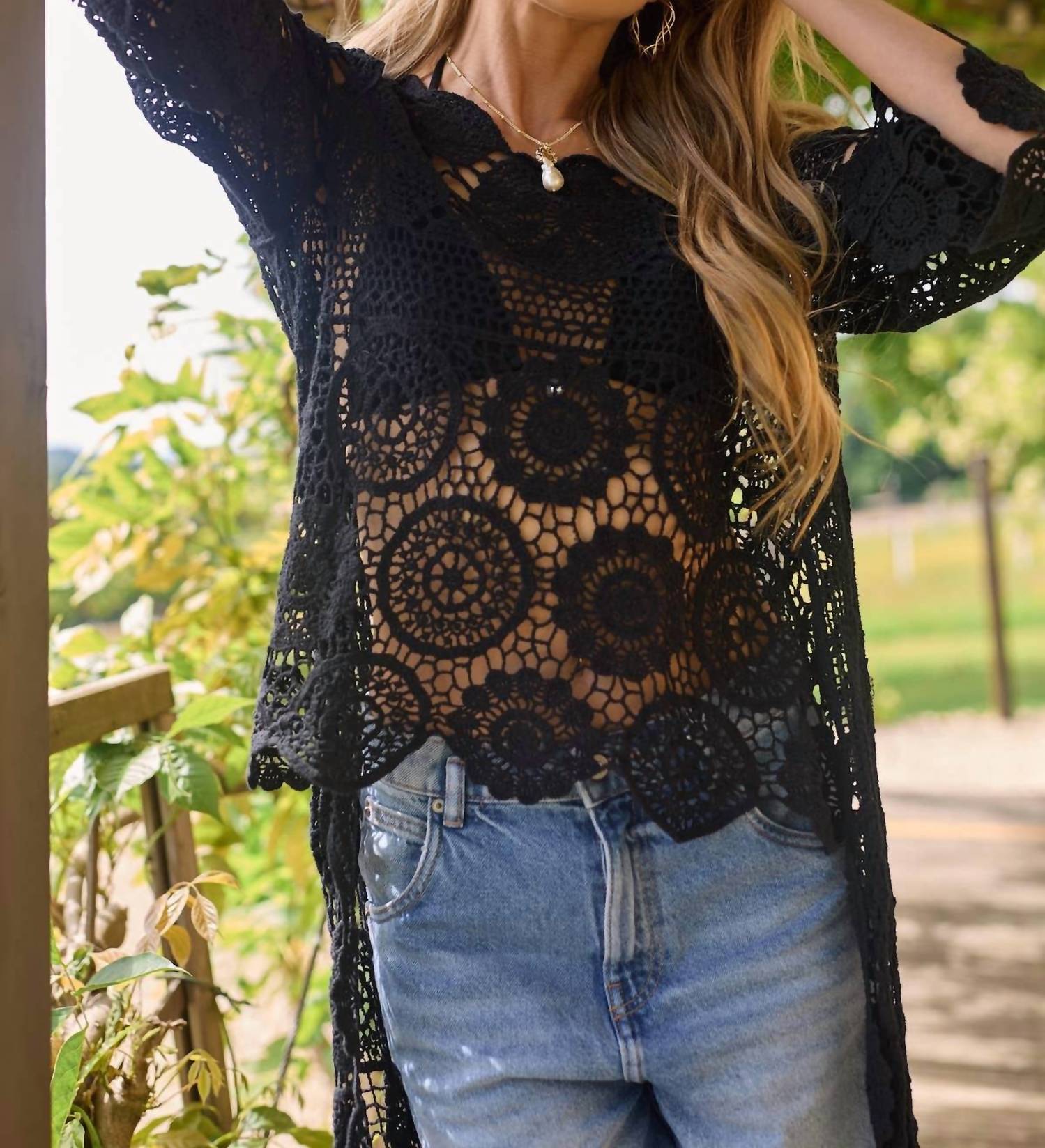 Saachi - High-low Crochet Cover-up Dress