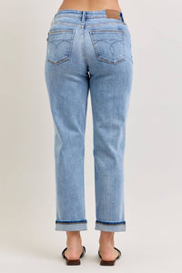 Judy Blue Hollis Boyfriend Jeans in blue - women's jeans - detail view