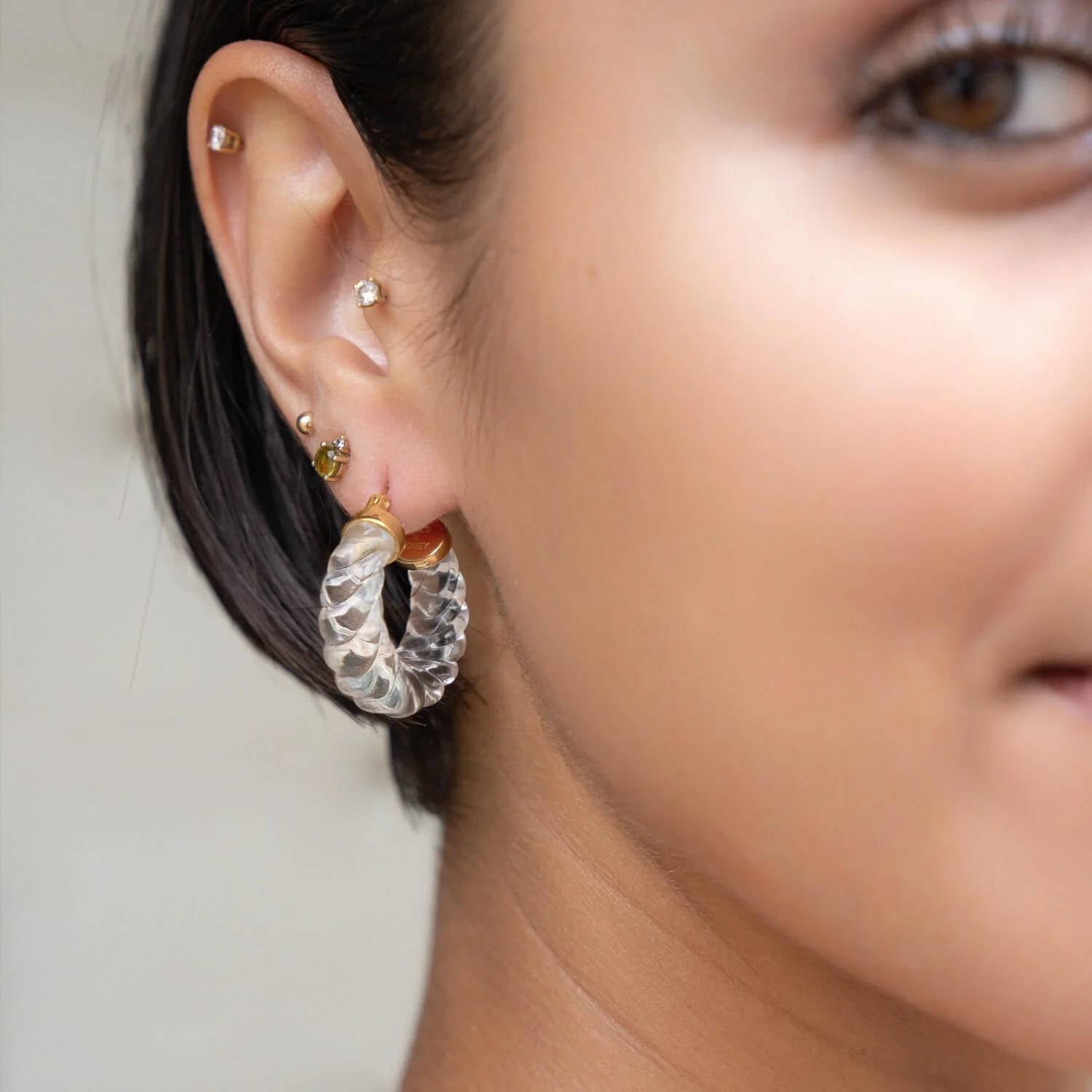 Gold & Honey - Women's Chunky Rope Hoop Earrings