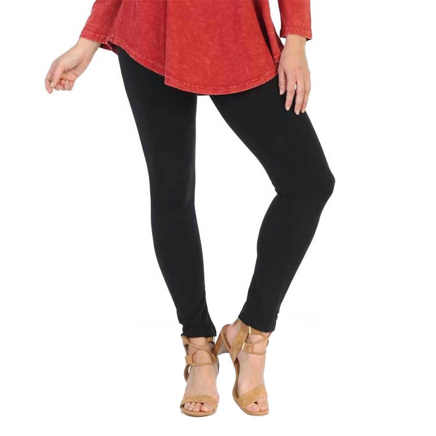 Jess & Jane Cotton Blend Ankle Leggings - Plus in jet black - women's pants