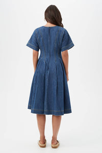 Trina Turk Ashe Midi Dress in indigo - women's dress - detail view