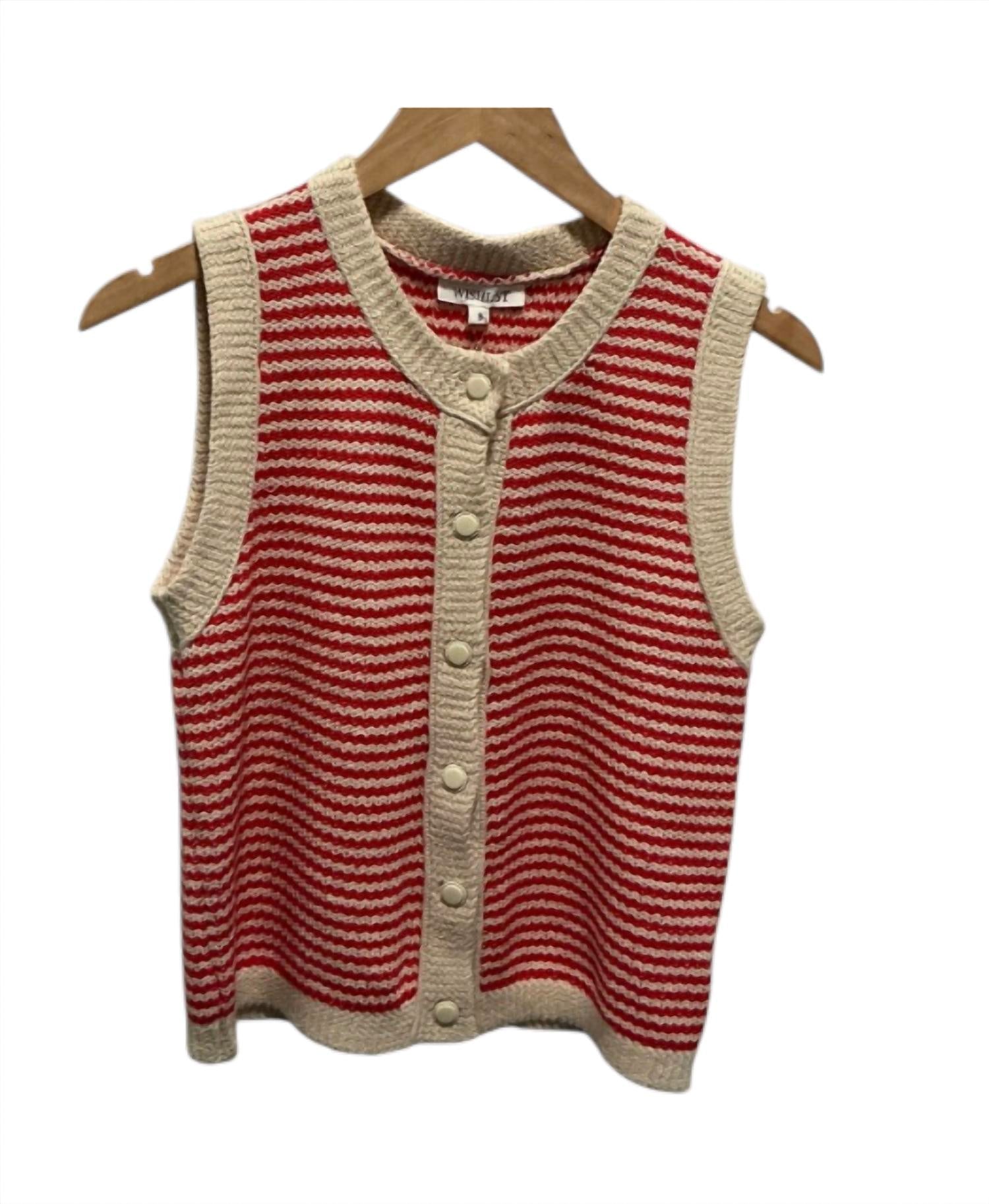 Wishlist - Women's Striped Button Up Sweater Vest