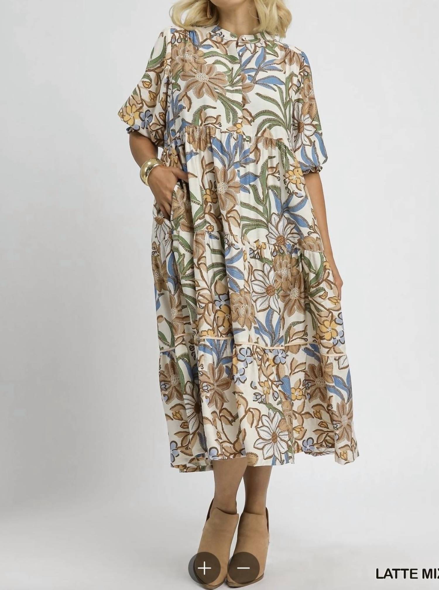 Umgee - Crew Neck Midi Fall Dress