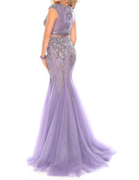 Precious Formals - Two Piece Illusion Beading Mermaid Gown