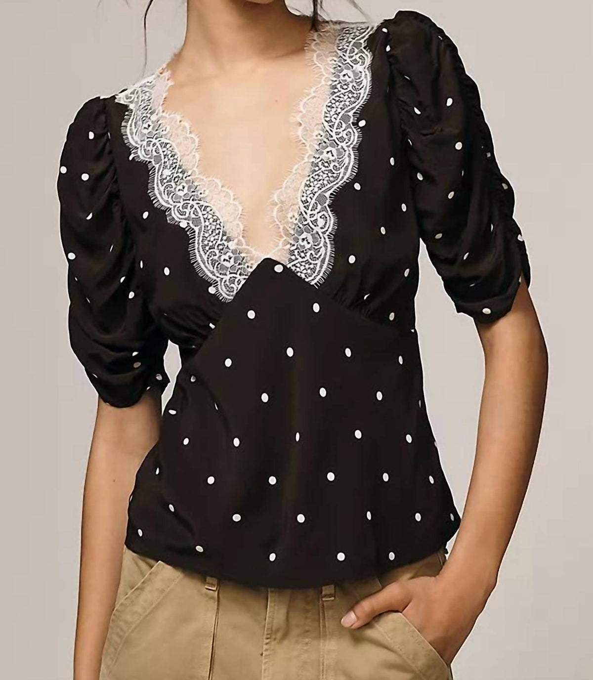 Rails - Lazara Lace V-neck Short Sleeve Top