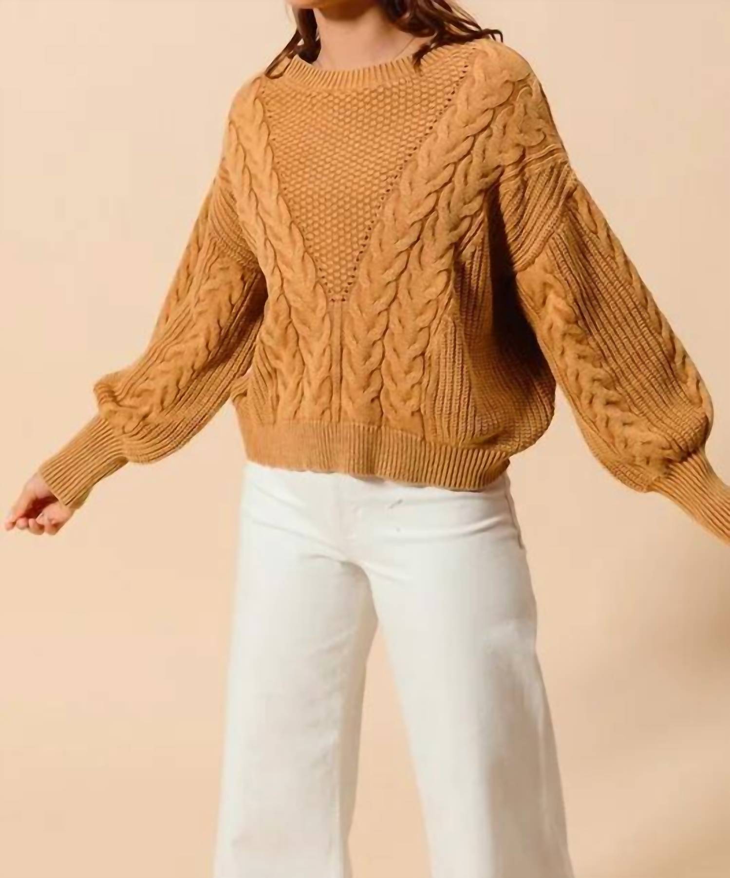 Zenana - Irene Cable Knit Sweater