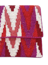 La Chic Designs - Women's Obsession Chevron Beaded Clutch