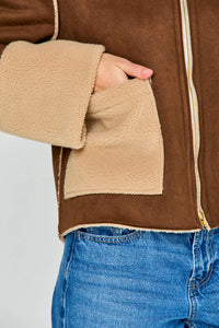 SARA CAMPBELL Rhiannon Shearling Suede Jacket in chocolate - women's jacket - view 6