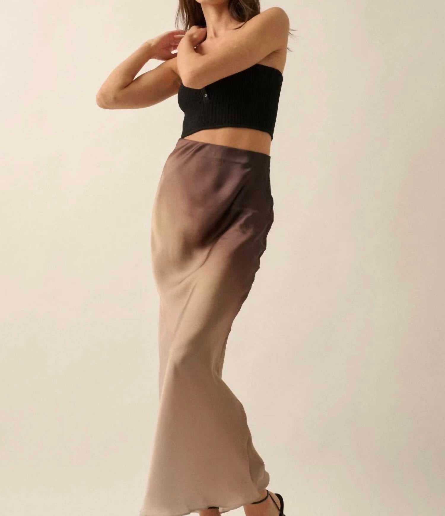 Promesa - High-Waist Ombre Woven Maxi Skirt