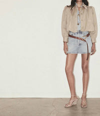 Citizens of Humanity Everly Shirred Crop Jacket in catalina - women's jacket - alternate view