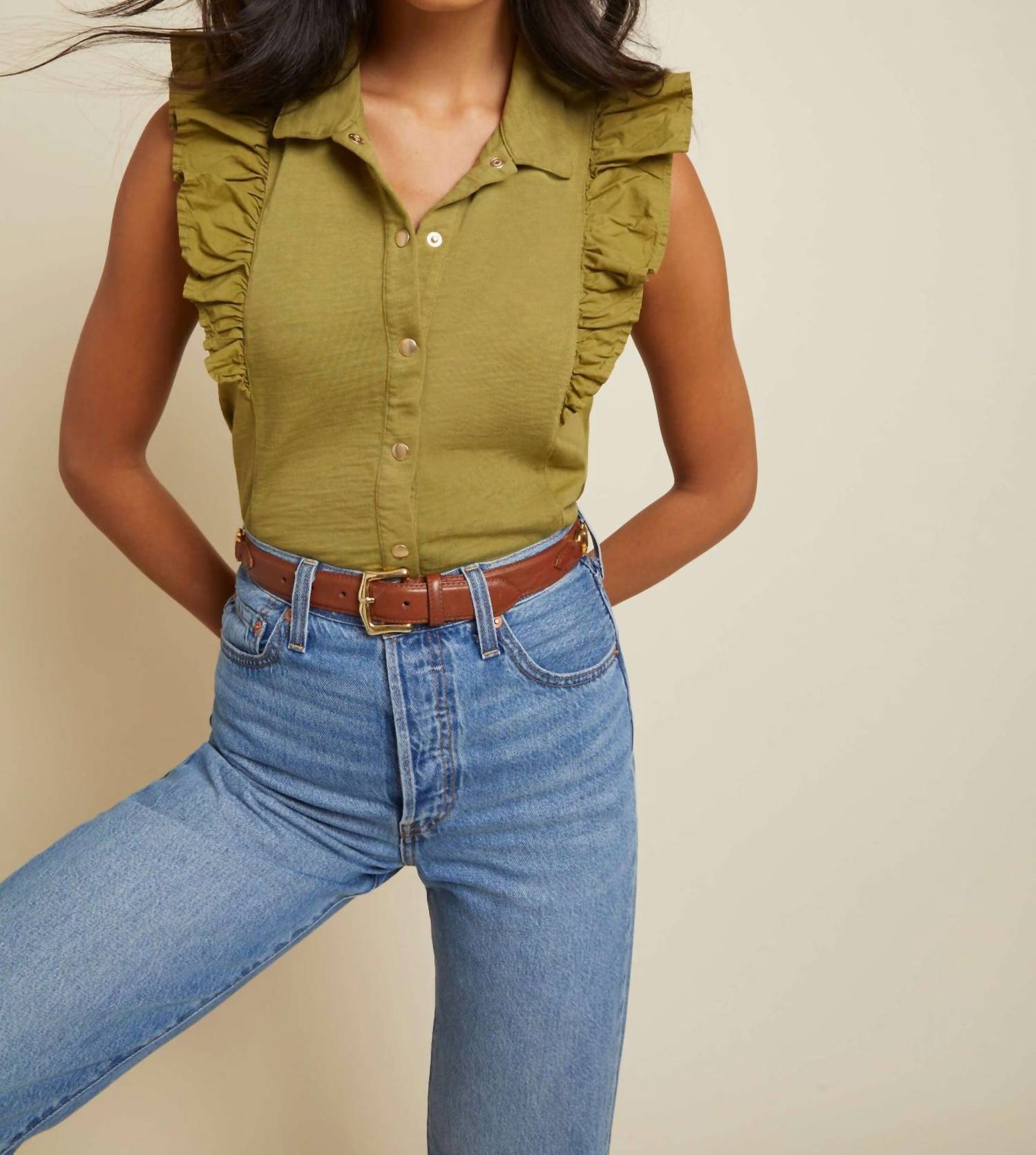 Nation Ltd - Archer Ruffle Button Top