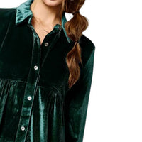 La Miel - Velvet Mini Shirt Dress