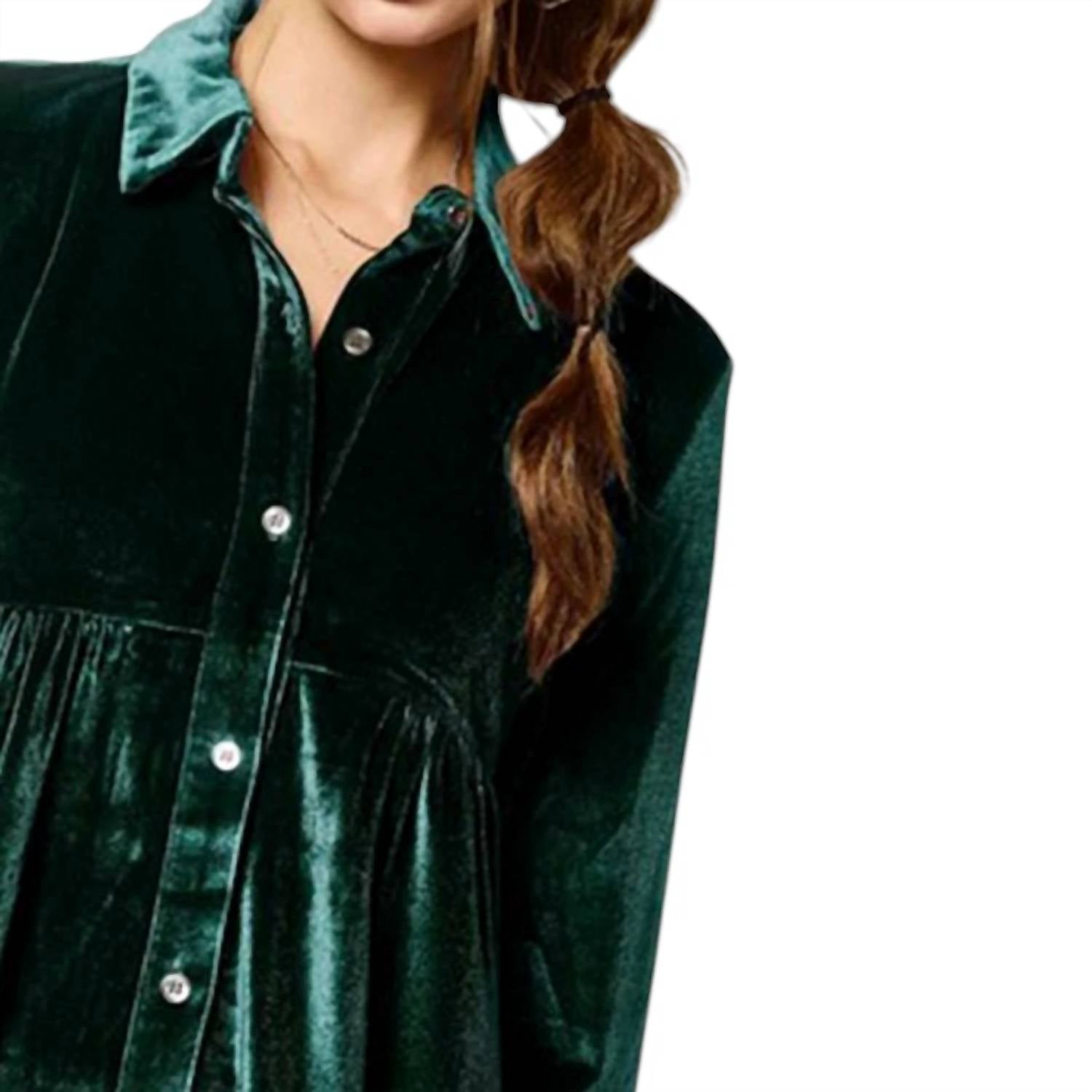 La Miel - Velvet Mini Shirt Dress