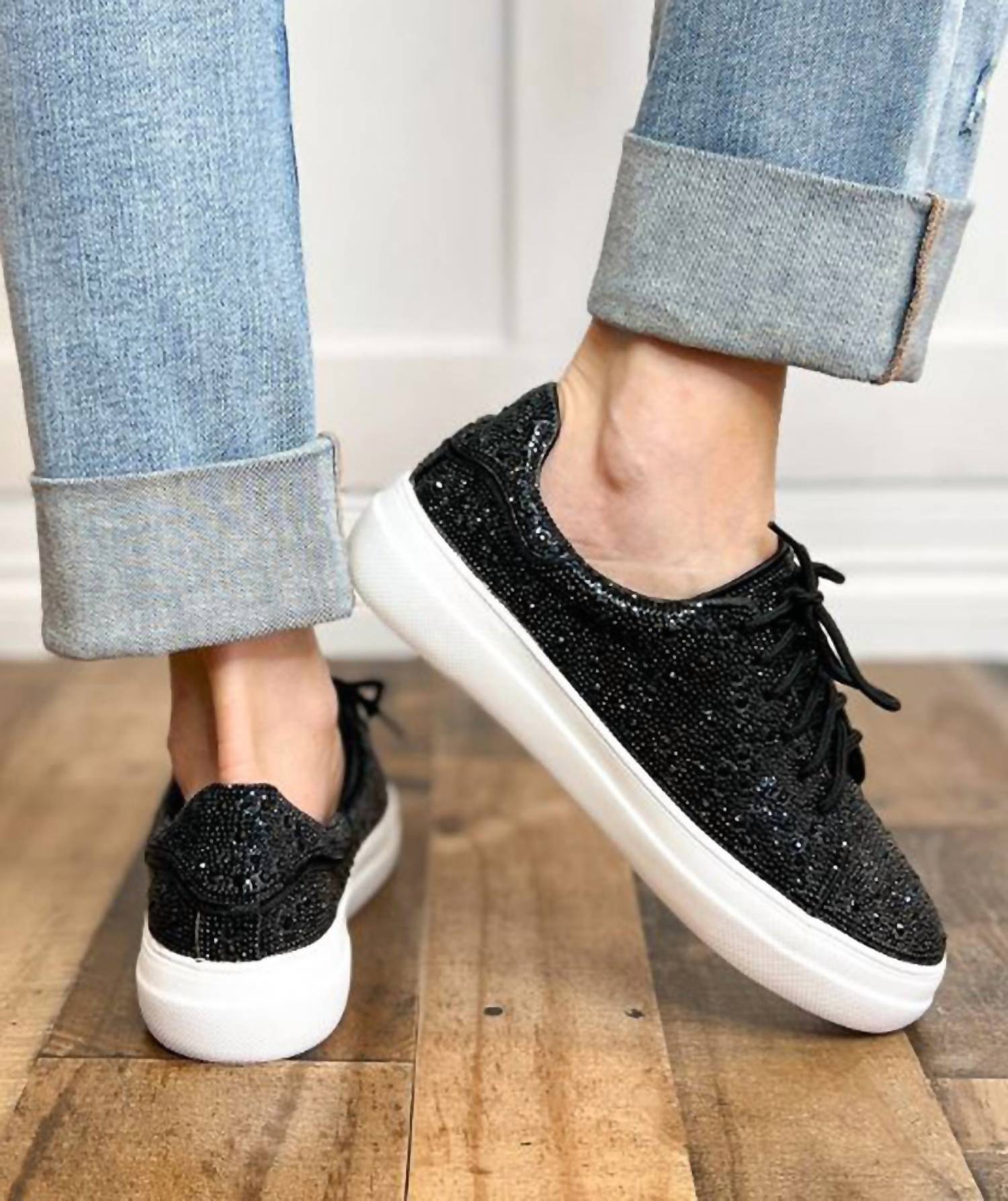 Hey Girl By Corkys - Women's Bedazzle Rhinestone Lace Up Tennis Shoes