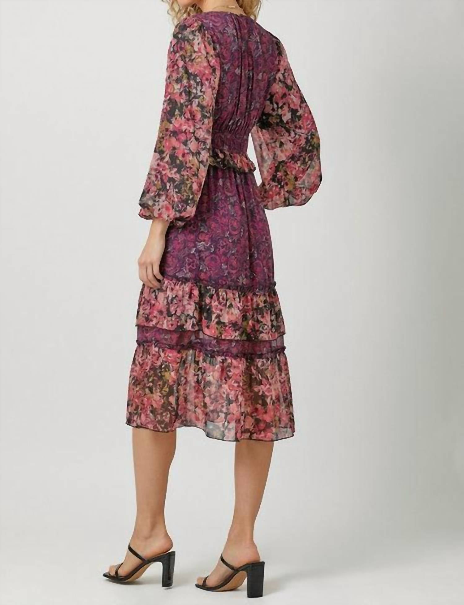 mystree Floral Fix Midi Dress in burgundy - women's dress - view 6