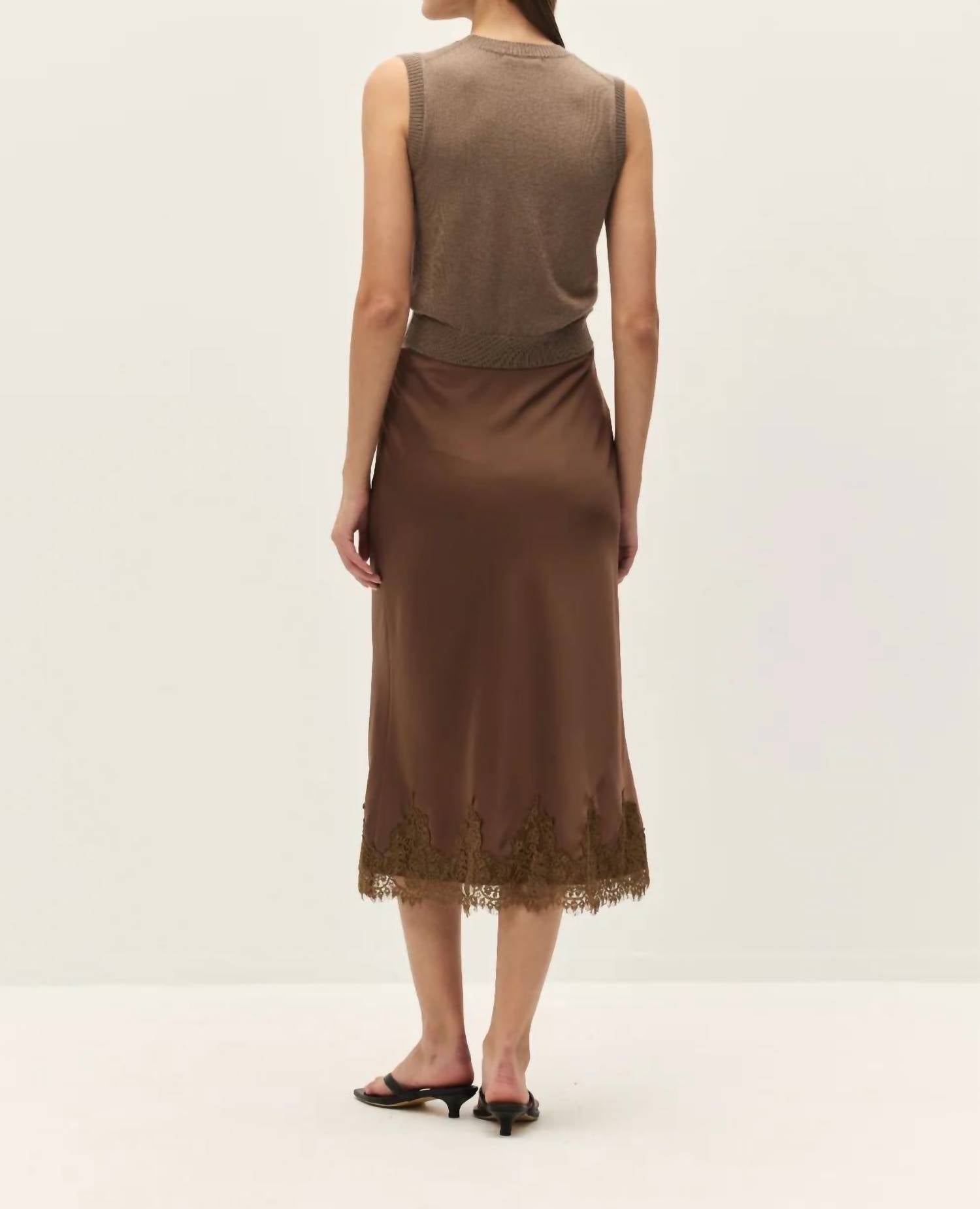 Elodie - Enid Lace Satin Midi Skirt