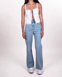 Rumored Vintage Love Cami Top in white blue - women's shirt