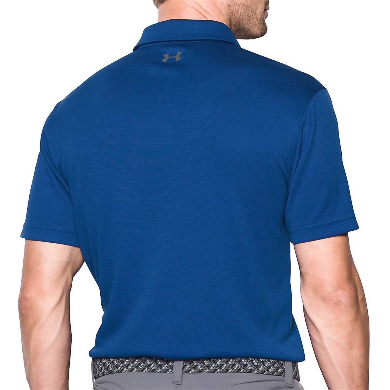 UNDER ARMOUR Tech Button Up Placket Polo in royal - men's shirt - detail view