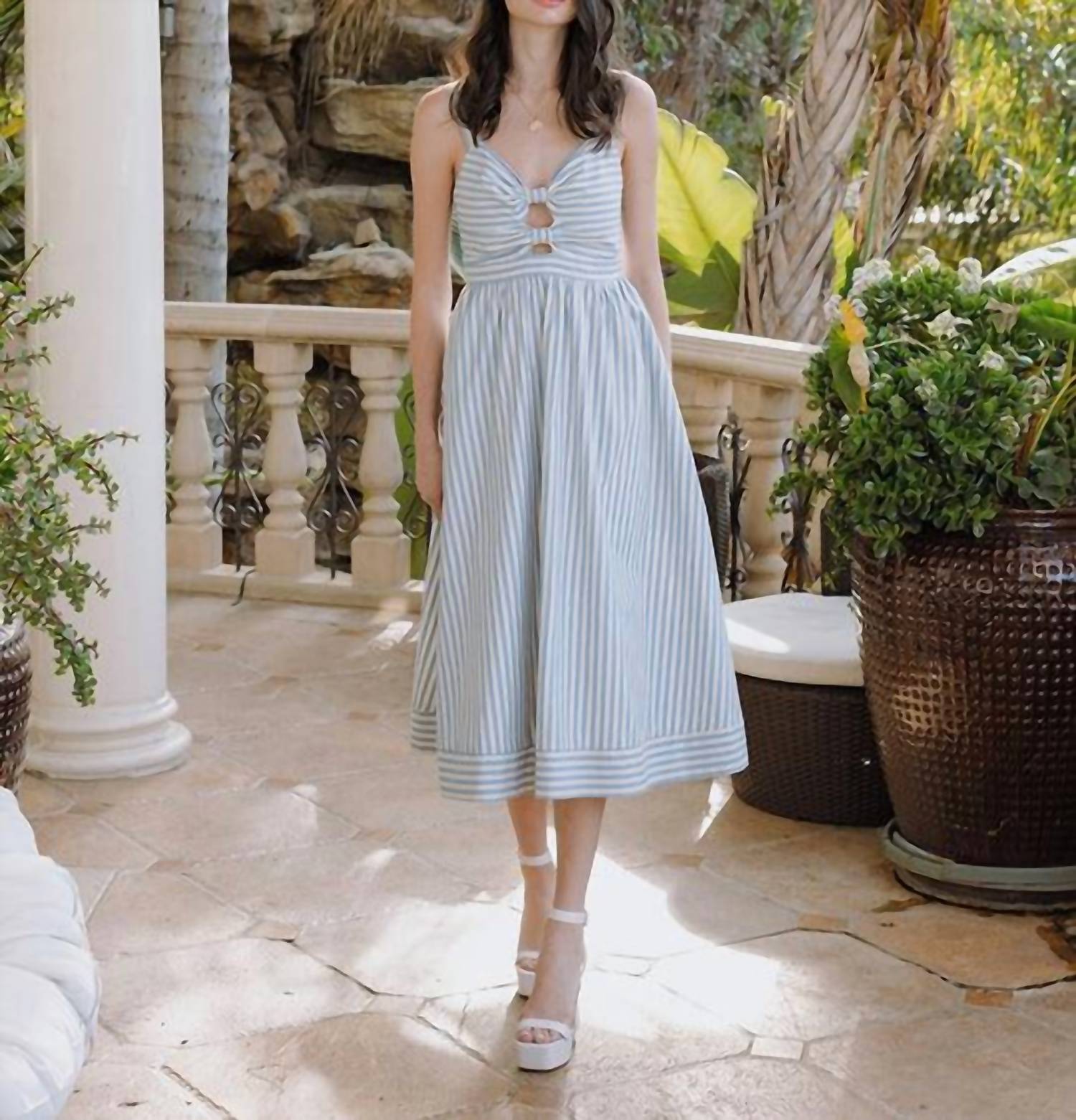 B.Right - Summer Stripe Midi Dress