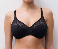 Chantelle Women's Norah Soft Comfort Unlined Underwire Bra in black - women's intimate - detail view