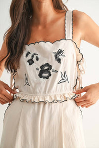 Camellia - Embroidered Jumpsuit With Unique Scalloped Edge