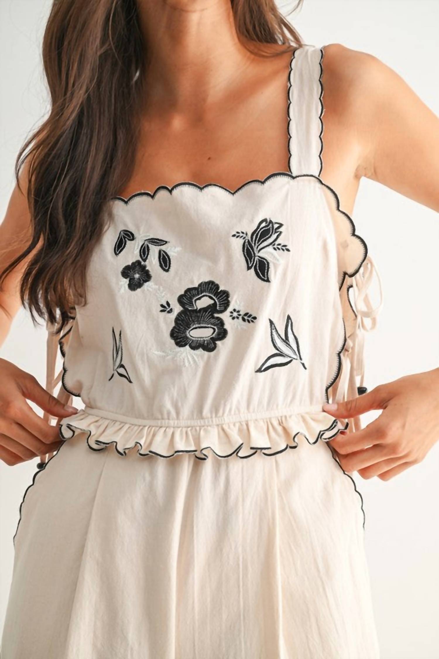 Camellia - Embroidered Jumpsuit With Unique Scalloped Edge