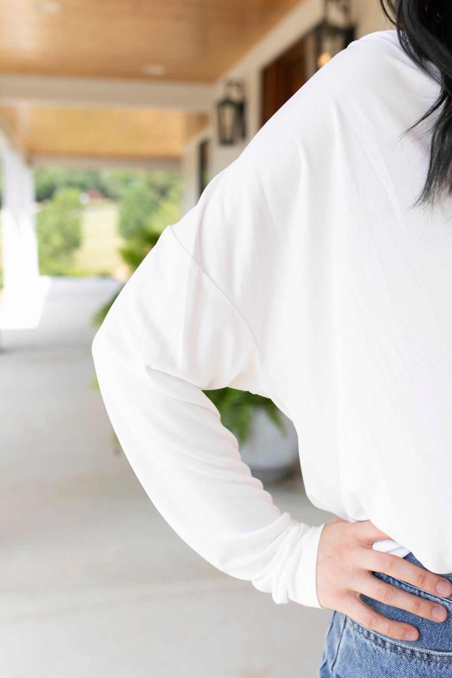 mystree Cowl Neck Luxe Blouse in white - women's blouse - alternate view