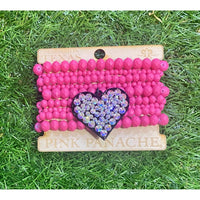 Pink Panache - Rhinestone Heart Stretch Bracelet Set