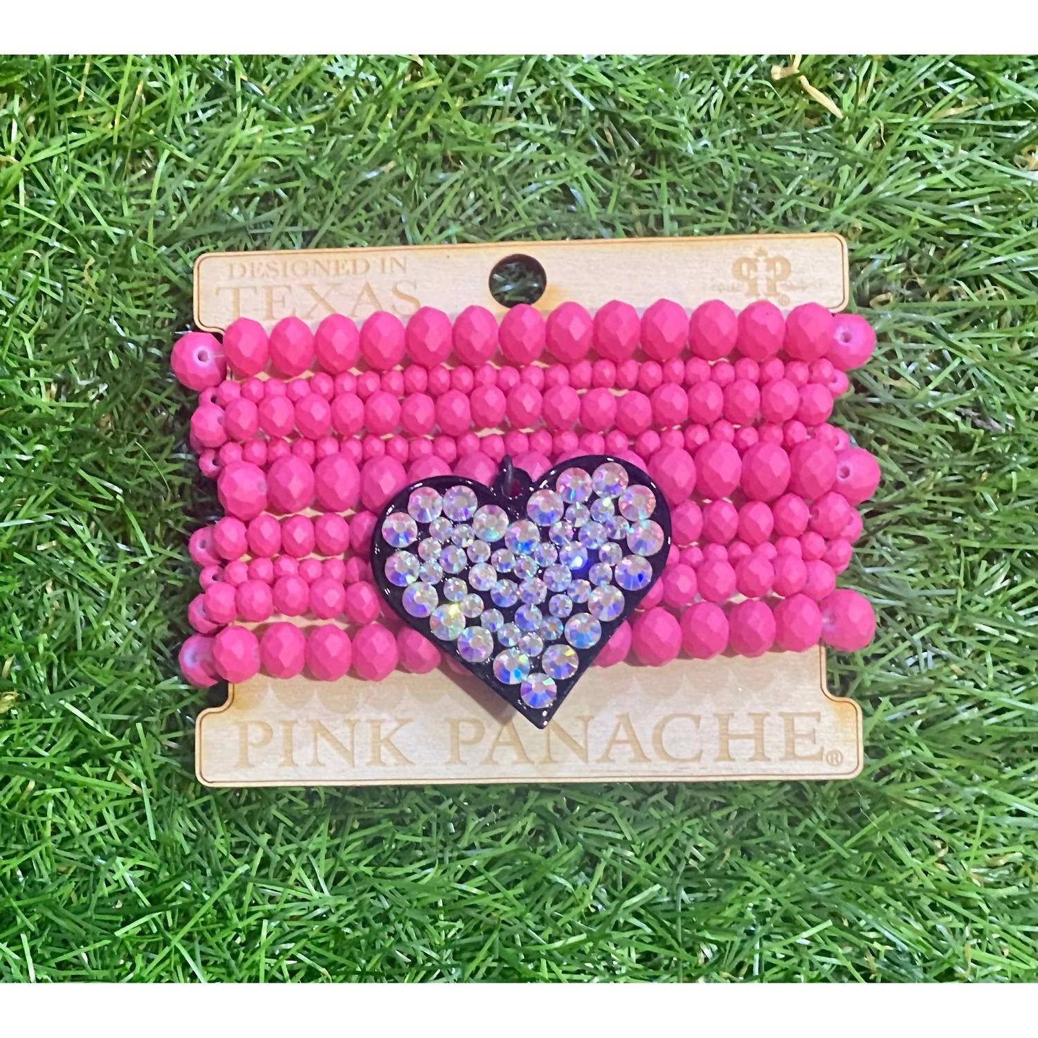 Pink Panache - Rhinestone Heart Stretch Bracelet Set