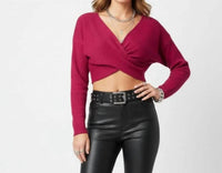 Sam Edelman - Allie Cropped Ribbed Twist Tie Sweater Top