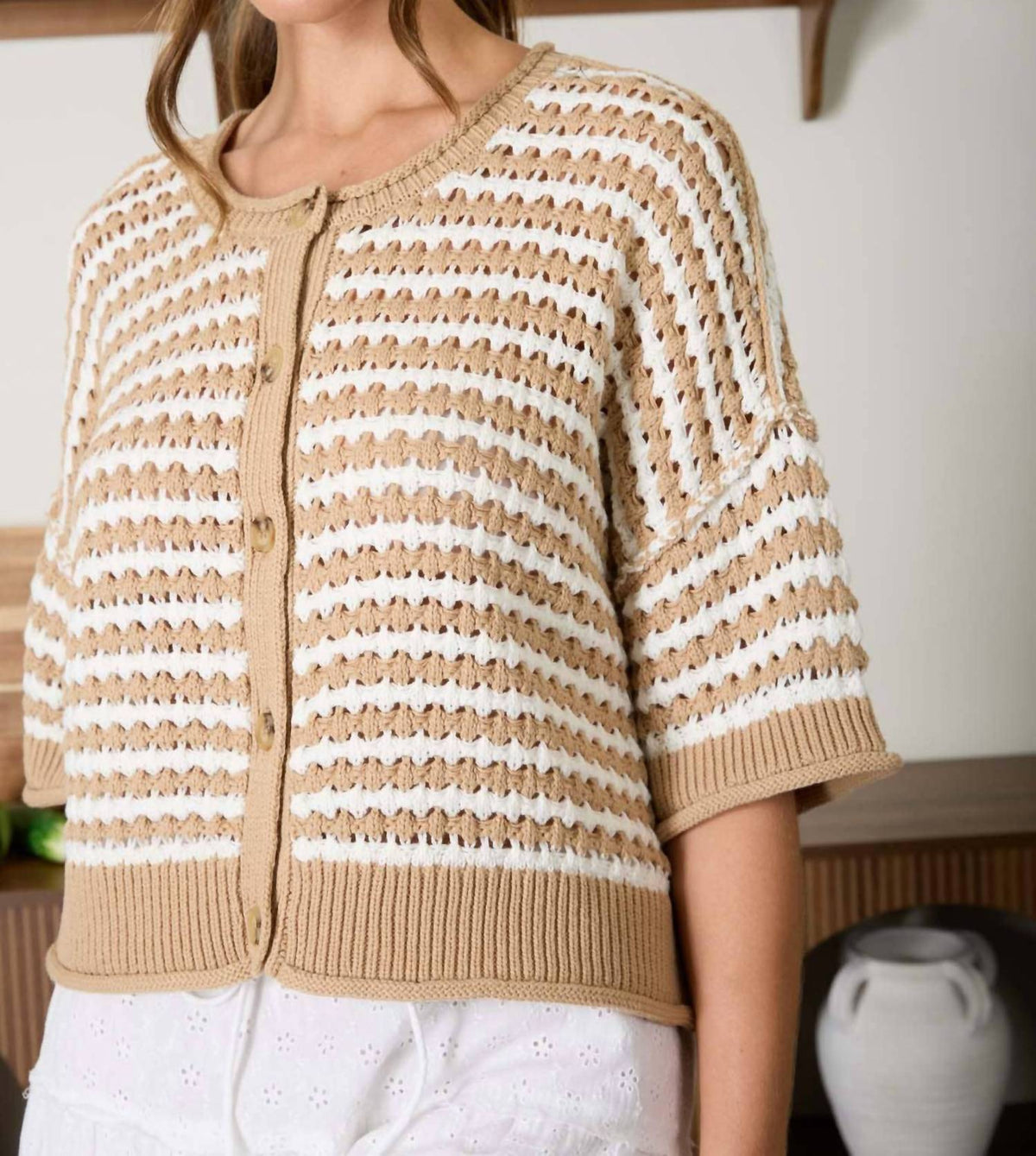 Blu Pepper - Crochet Knit Cardigan