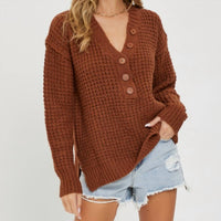Sweet Lovely By Jen - Women's Delaney Waffle Knit Sweater