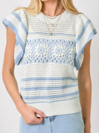 Mystree - Flutter Sleeve Crochet Top