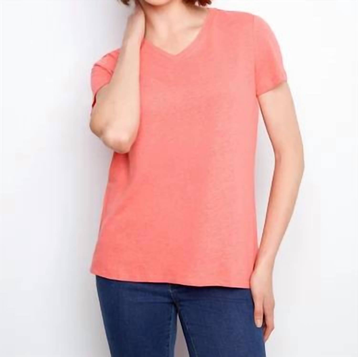 Charlie B - Linen Blend V-neck T-shirt