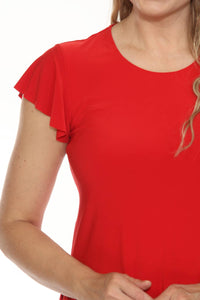 Joseph Ribkoff - Short Flutter Sleeve Round Neck Top
