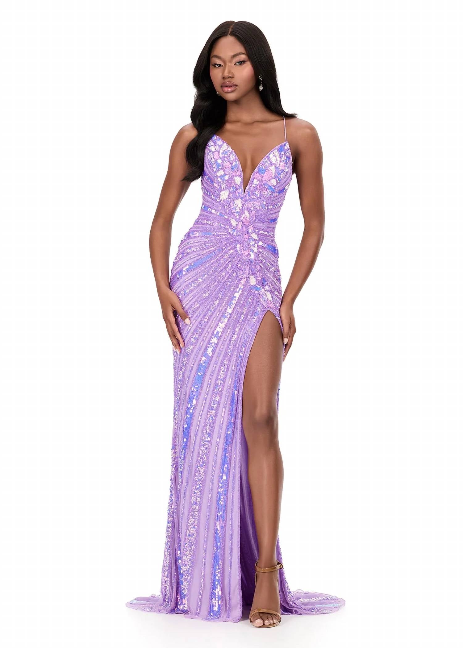 Ashleylauren - Fitted Beaded Gown