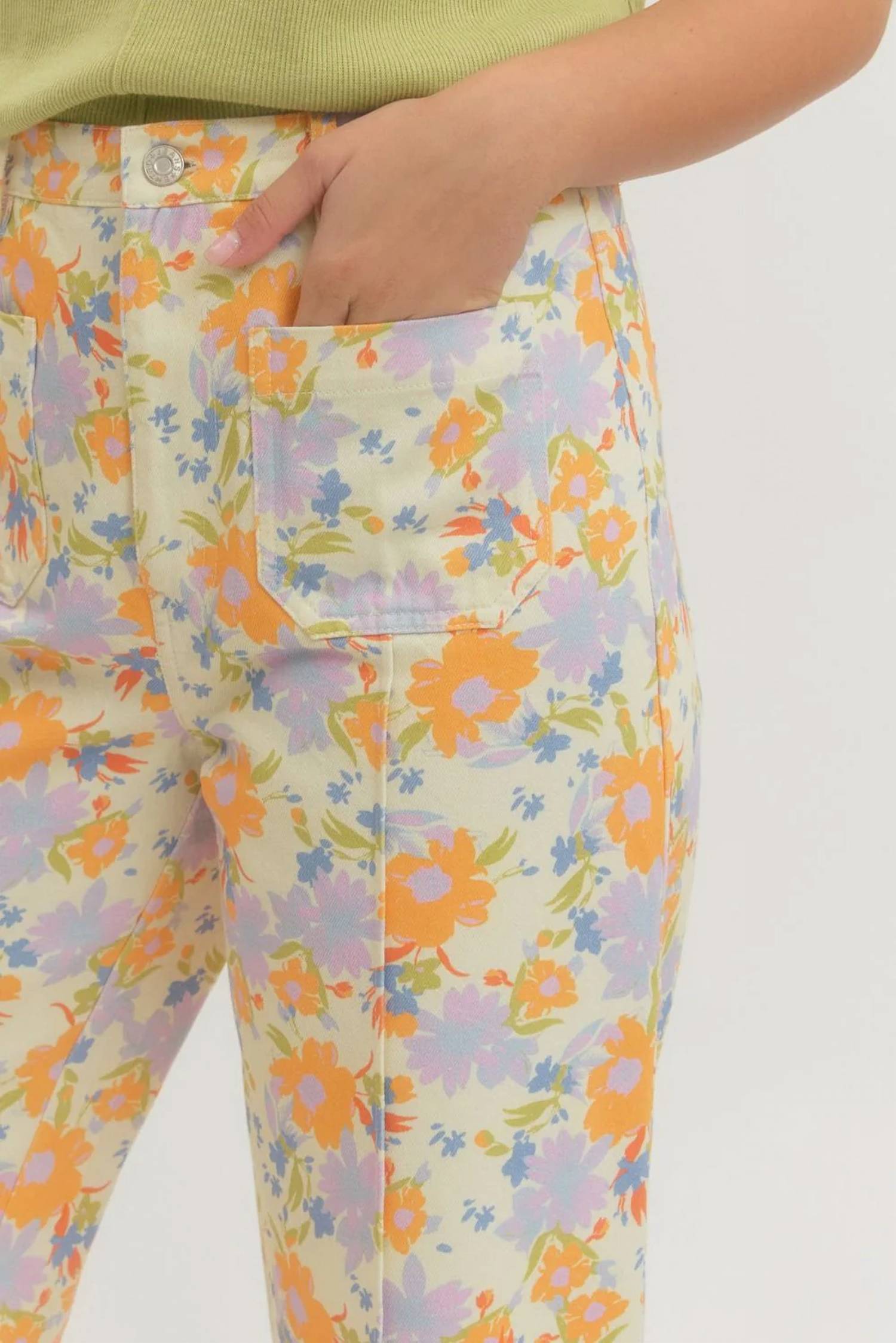 Entro - Floral Wide-leg Pants