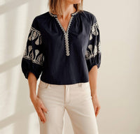 Pinch - Midnight Heirloom Embroidered Blouse