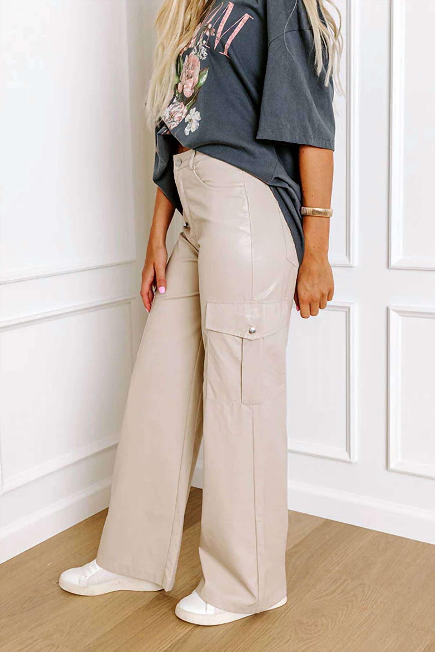 Entro - Jamilet Faux Leather Cargo Pants