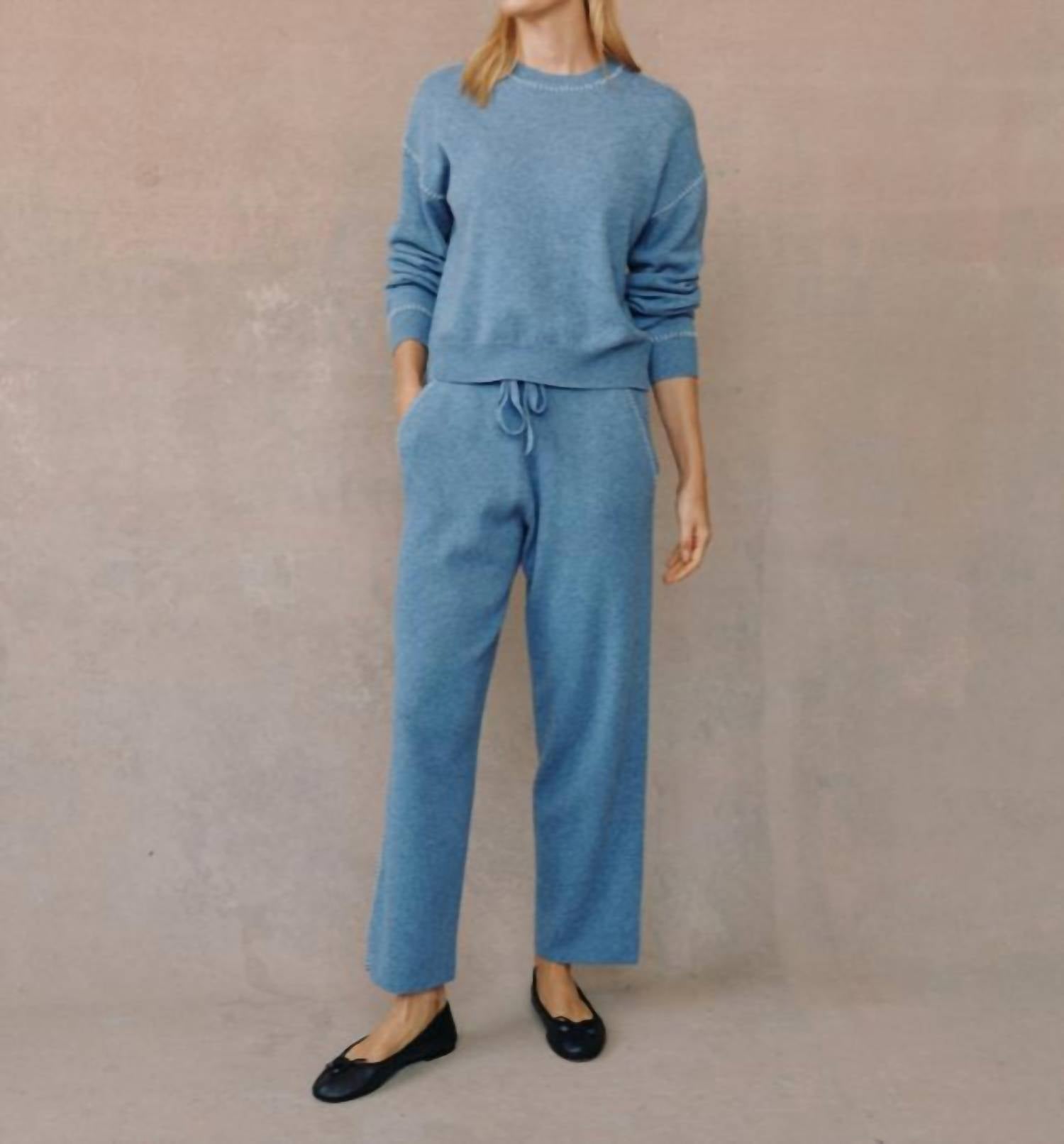 Bella Dahl Whip Stitch Straight Leg Pants in heather blue 1 - women's pants
