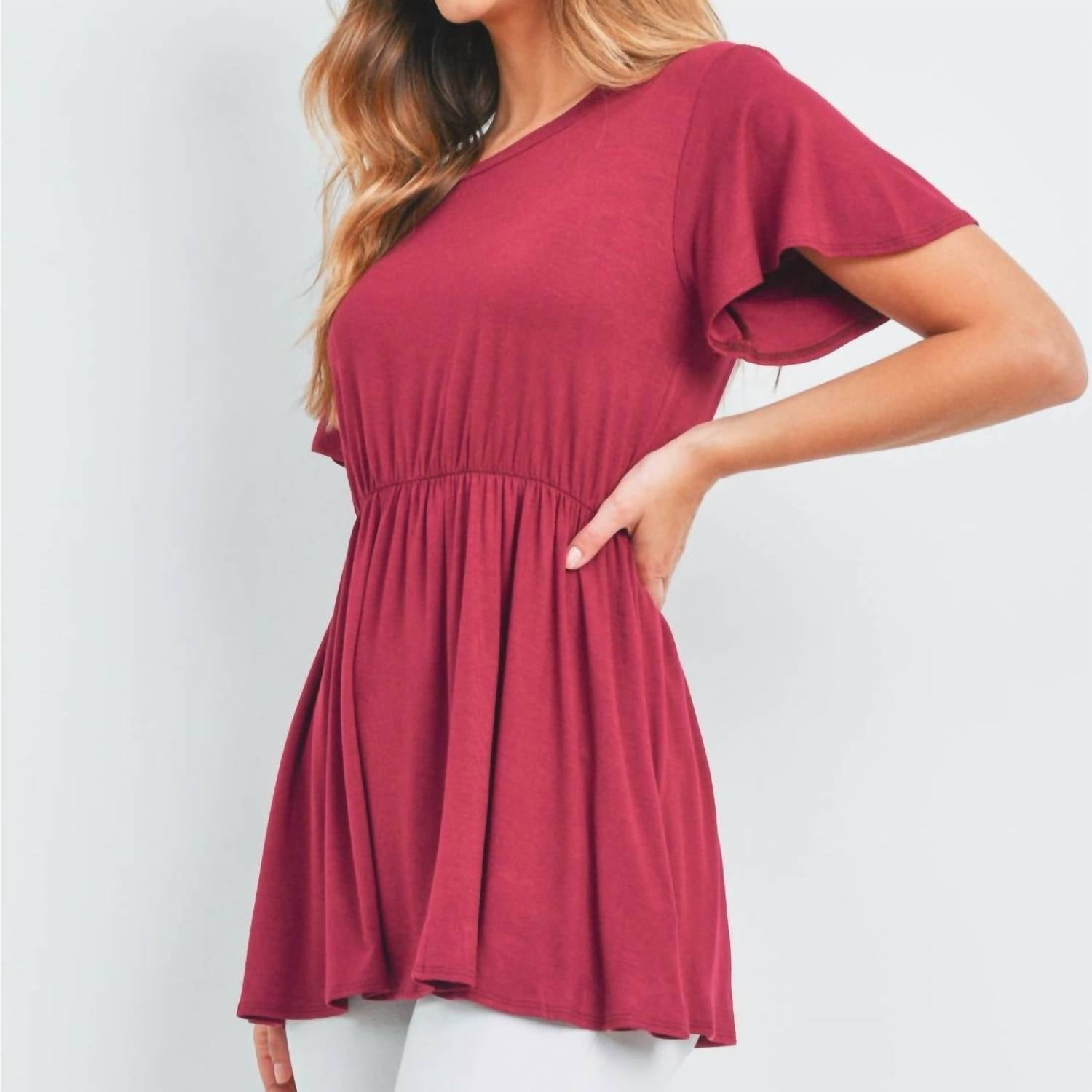 Perfect Peach - Flutter Sleeve Empire Top