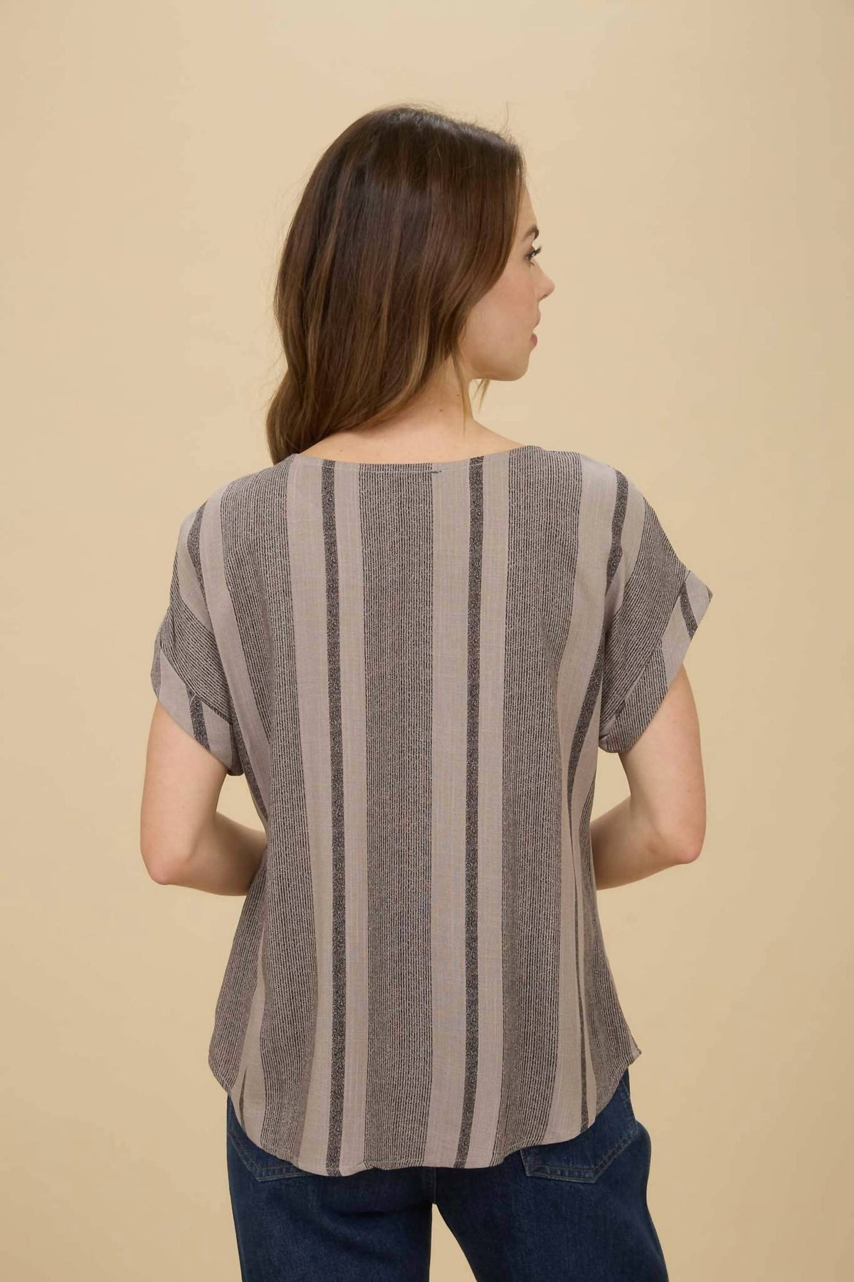 Blu Pepper - Stripe Cuff Sleeve Top