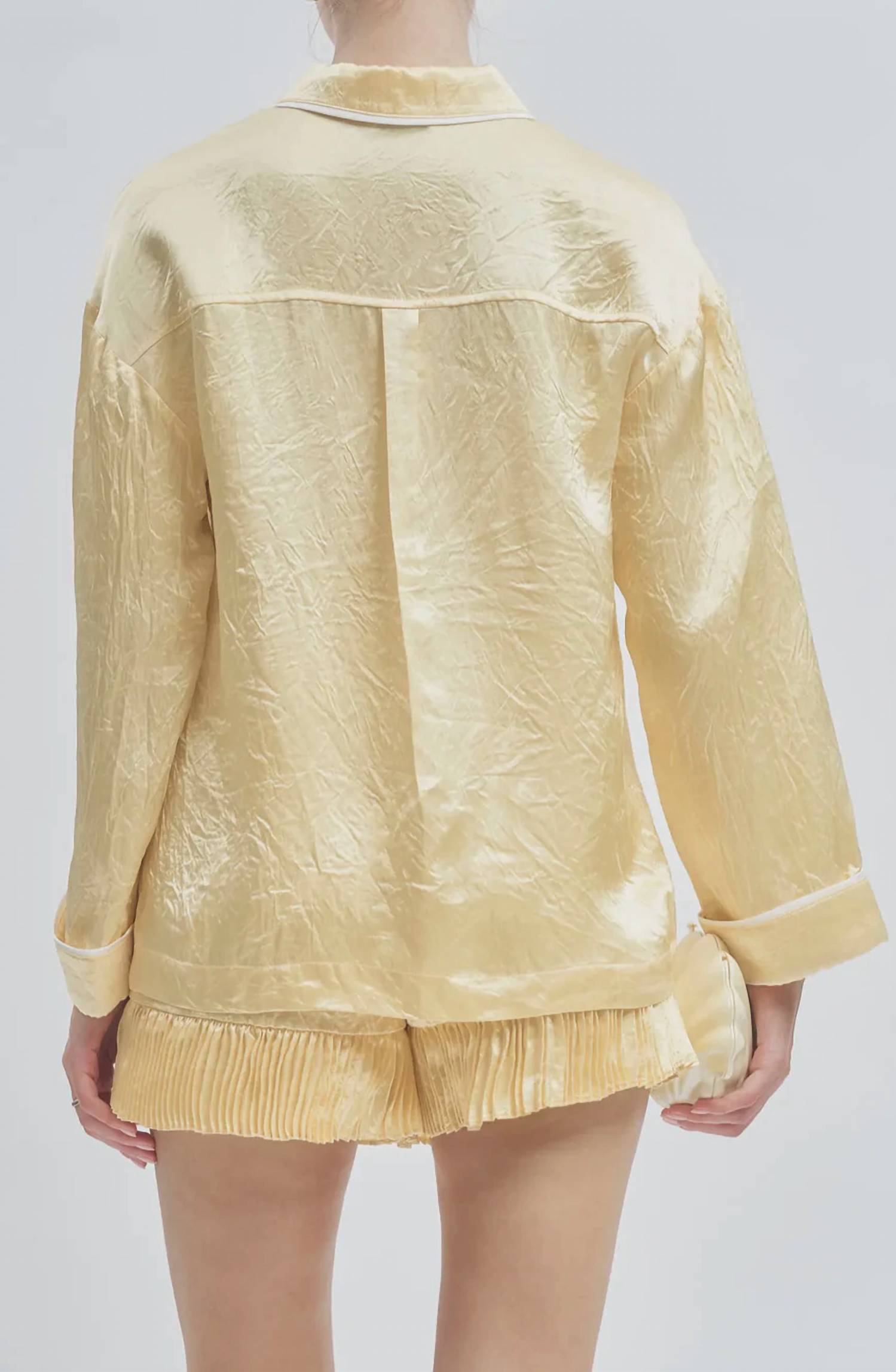 Maude Club - Porter Crinkle Satin Oversized Shirt