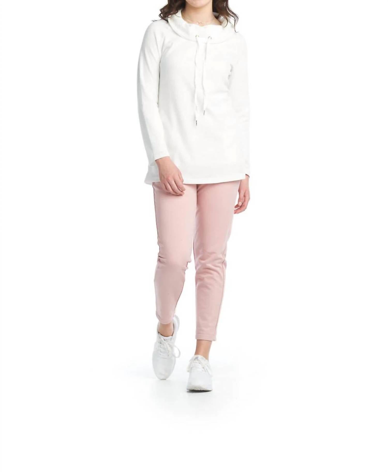 Papillon - Waffle Knit Cowl Neck Tunic With Pockets