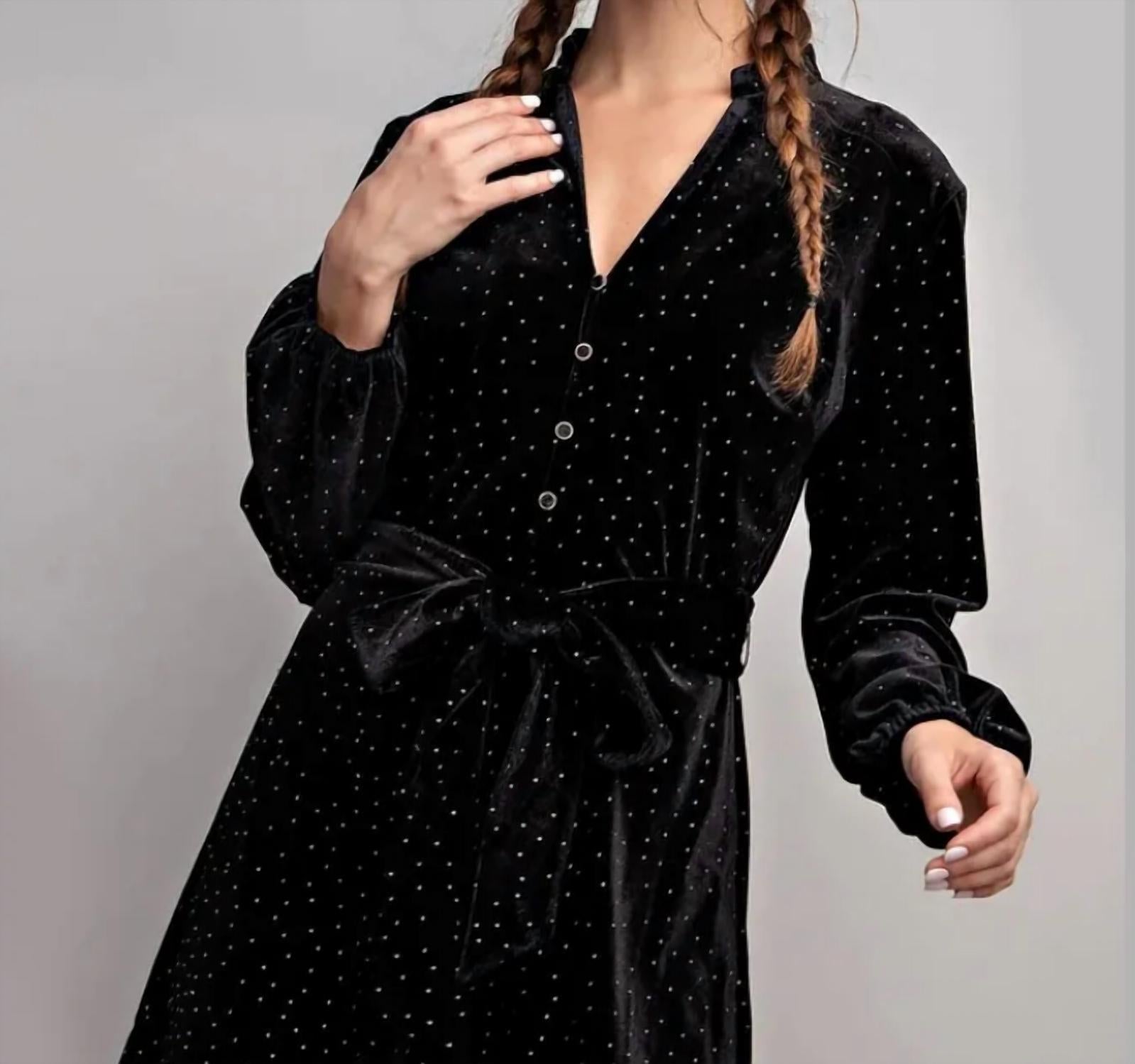 Ee:Some - Rhinestone Tie Waist Dress