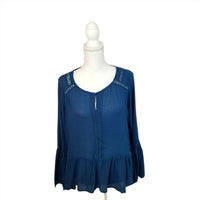 Kori - Long Sleeve Round Neck Top With Ruffled Hem